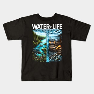 Original Water Is Life For Oil Pipeline Protest NODAPL Kids T-Shirt